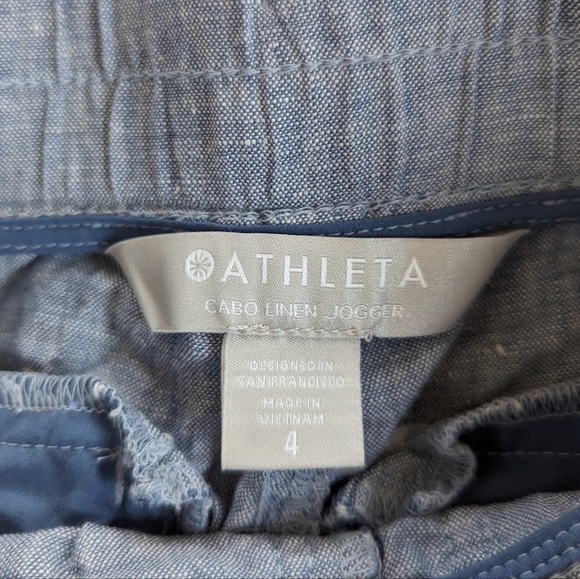 Athleta Cabo Linen Joggers 4 blue chambray - Picture 3 of 6